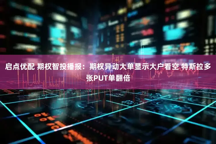 启点优配 期权智投播报：期权异动大单显示大户看空 特斯拉多张PUT单翻倍